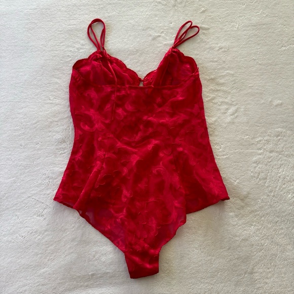 Vintage Victoria Secret Bodysuit Women’s Red Gold Label Teddy Snap Crotch - Picture 3 of 8